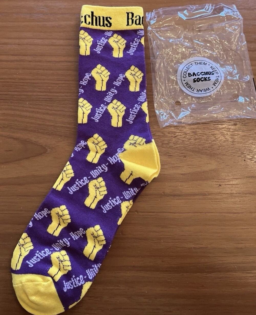 Bacchus 2026 Socks Justice Hope New Orleans Mardi Gras Krewe Favor Throw